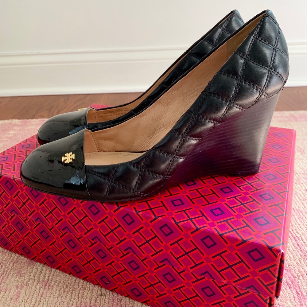 Tory Burch Claremont 85MM Quilted Wedge